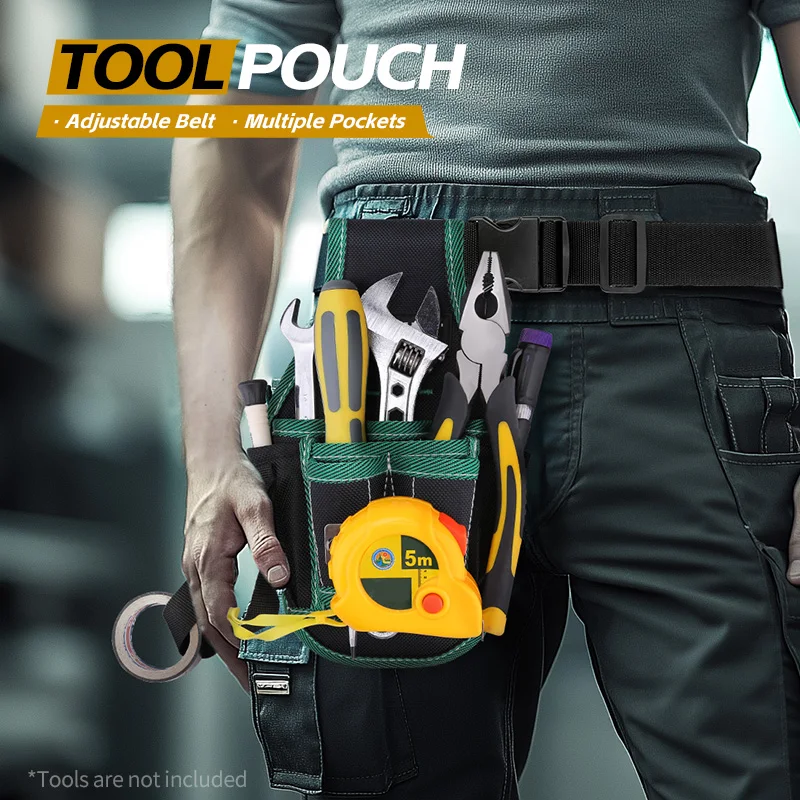 Tool Belt for Men, Heavy Duty Tool Pouch,  Tool Pouch with Adjustable Belt for Handyman Contractor Mechanic Plumber Roofer Carpentry Dad Gift