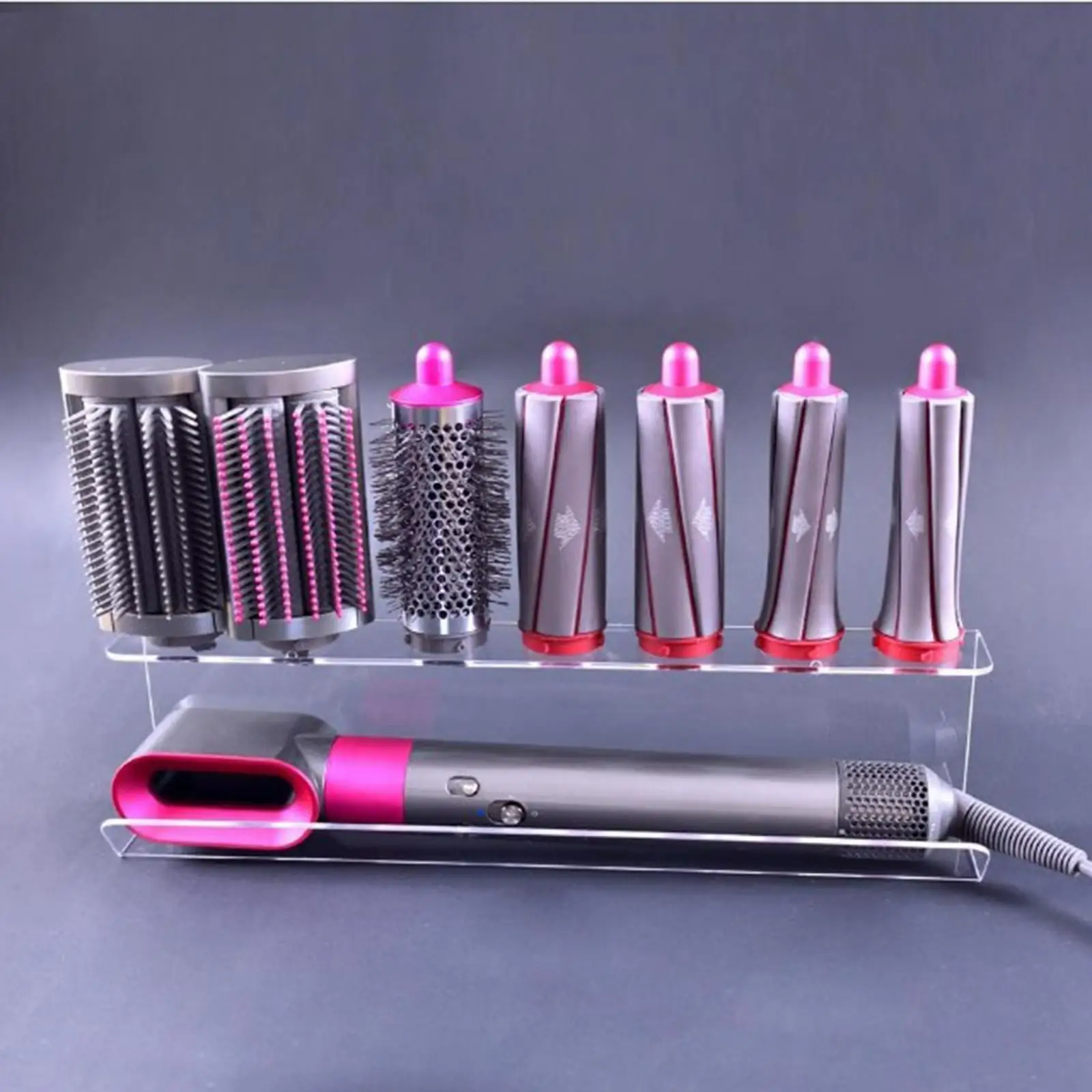 

Curling Iron Wall Mount Rack Blow Dryer Holder Easy Installation Transparent Bathroom Organiser for Home Bathroom Shower Room