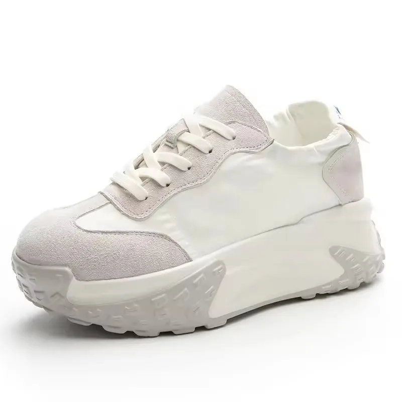 

Женские кроссовки GKTINOO на высокой платформе 7 см, модные, из натуральной кожи и ткани, повседневные спортивные туфли, размеры 33-40