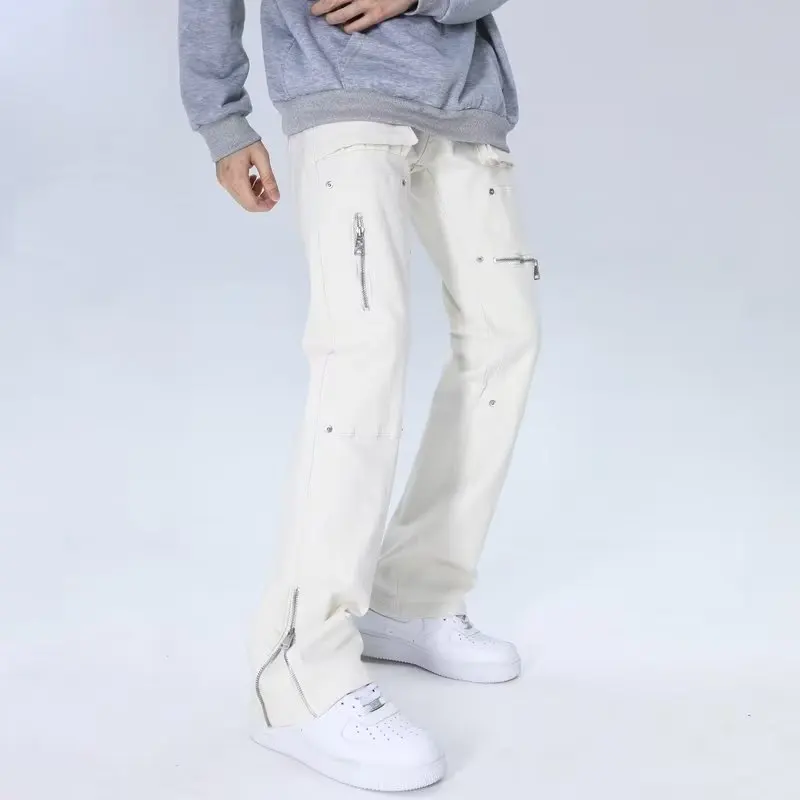 2026 Y2K Mode Weiße Baggy New Jeans Kpop Cargo-Hosen für Herren Kleidung Gerade Knöchelreißverschluss Damen Lange Hosen Ropa Hombre – Detail 12