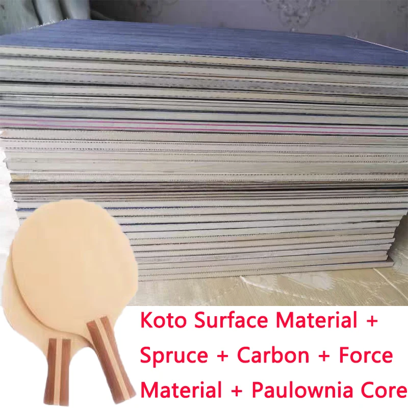 Table Tennis Racket Baseplate Blank 17cm * 28cm Square Koto Surface Material + Spruce + Carbon & Force Material + Paulownia Core