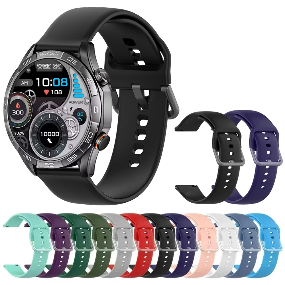 Haylou Solar 5/Ultra/Lite、Watch 4、4S、2 Pro (LS02 Pro)/S6、R8、S8/RS4 Plus対応 20/22mm シリコン製腕時計バンド/リストストラップ