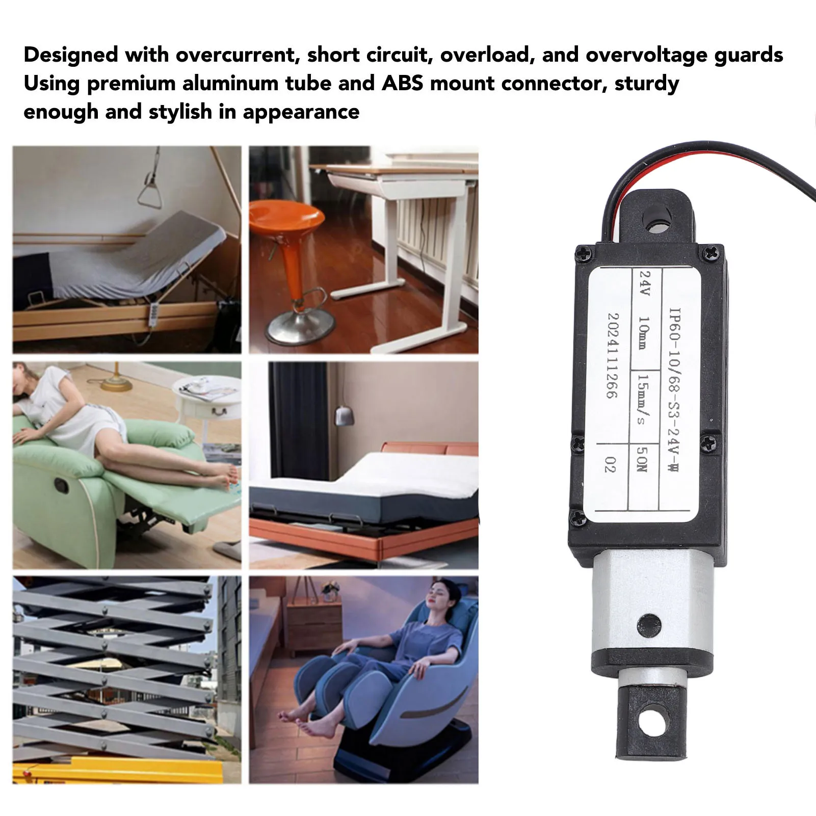 

Mini Electric Linear Actuator 10mm Stroke 50N Thrust 15mm/s Linear Motion Actuator for RV Sofa Robot Electric Push Rod