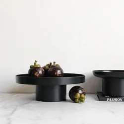 Round Black White Decorative Tray Storage Organizer ABS Tray Fruit Perfume Cosmetic Tray Home Decor Plates Simple Storage Plate