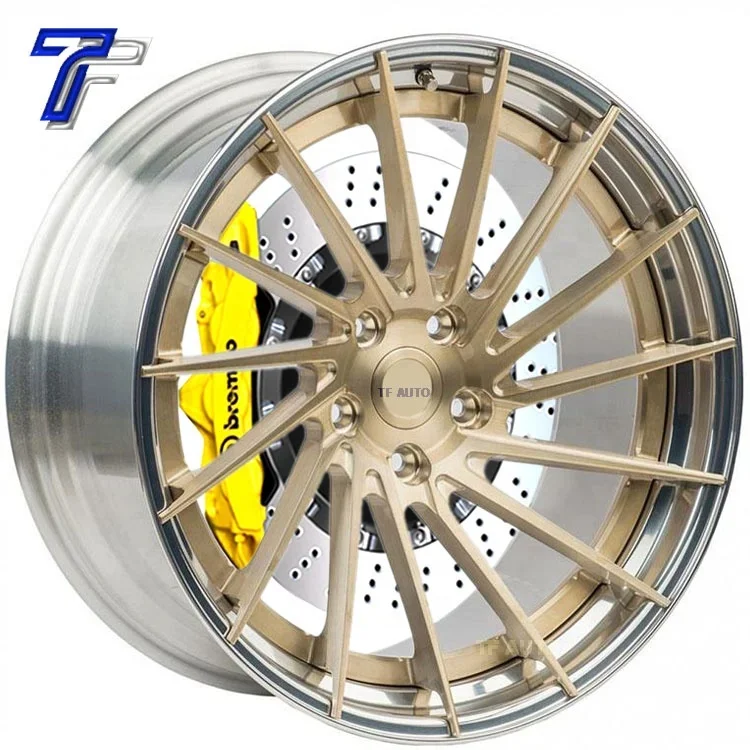 Chrome Gold Barrel 5x114 120 Forged Car Alloy Wheels Polish 2 3 Split Pieces Rims for Porsche911 i6