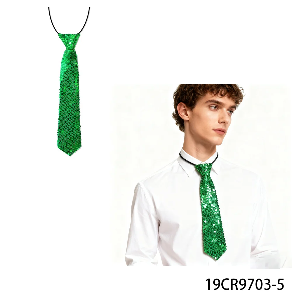 PESENAR Green Sequin Tie: a Sparkling Accessory for Festive Occasions Great for Role-play and Cosplay