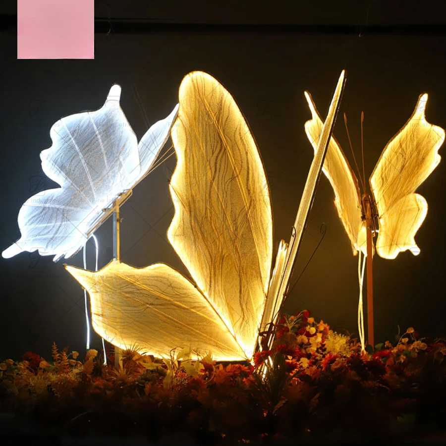 wedding props dancing butterfly background iron mesh butterfly feather wedding decoration large stage decoration