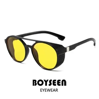 BOYSEEN Polarisierte Sonnenbrille im Punk-Stil, Nachtsichtbrille, gelbe Brille, winddichte Brille für Motorradfahren