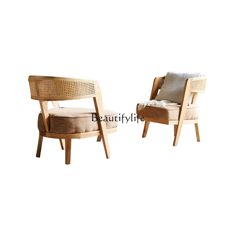 

*Natural rattan chair balcony leisure three-piece small table and chair single courtyard homestay