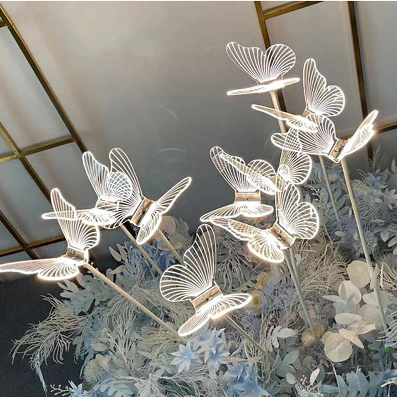 APRIL Modern Wedding Walkway Elegant Acrylic Butterflies LED Standing Lamp for Romantic Party Light Stands Decoration