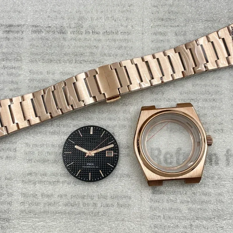 自動移動用に変更されたケースストラップセット、黒、サファイアガラス底部、新しいスーパープレーヤー、nh35およびnh35に適合、prx40mm