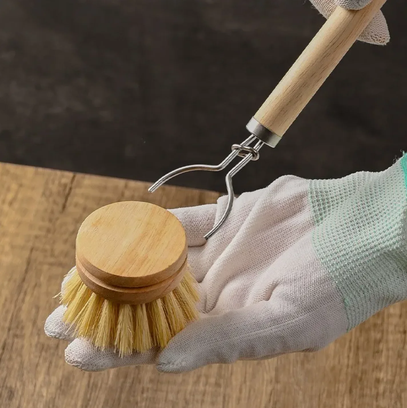 3 styles Natural Replaceable dish brush Sisal Coconut Long wooden handle Household Cleaning Brush for kitchen Cleaning Tool