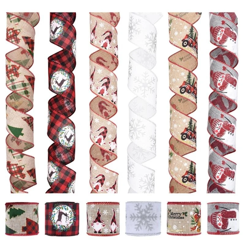49MF Christmas Red Ribbon Printed Grosgrain Snowflake Ribbon for Gift Wrapping Wedding Decoration Hair Bows DIY Ornaments