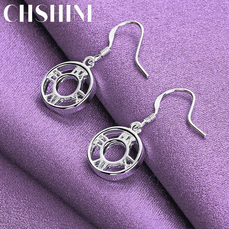 CHSHINE 925 Sterling Silver Round Roman Numerals Earrings For Women Wedding Party Fashion Charm Jewelry