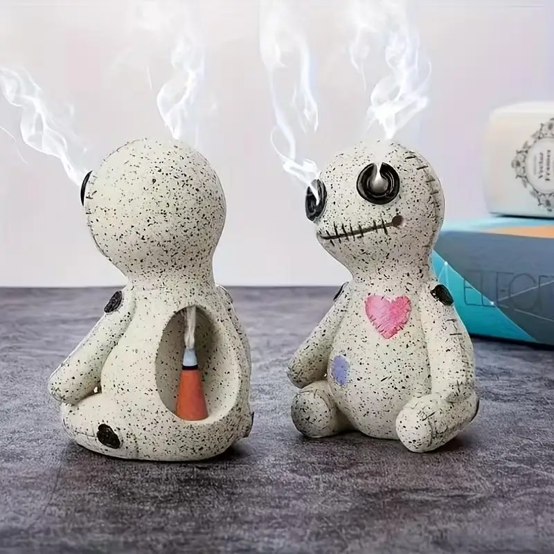 Nuevo quemador de incienso con forma de muñeca de adivinación, adorno decorativo de resina, adecuado para uso en interiores y exteriores, regalo de Halloween.