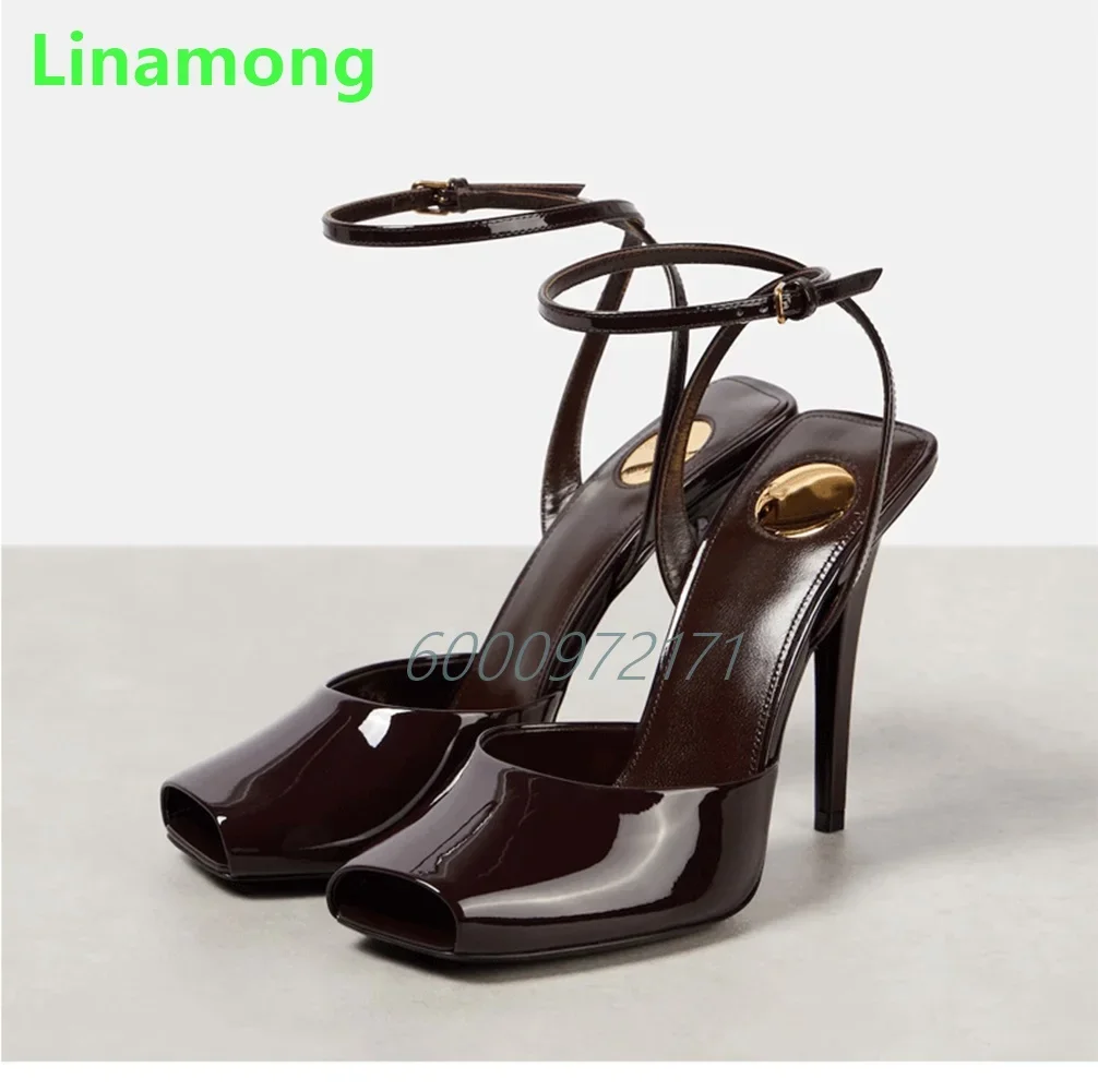 

Peep Toe Thin High Heel Sandals For Female Women 2025 Ankle Buckle Strap Leather Fabric Summer Elegant Fashion All-match Shoes
