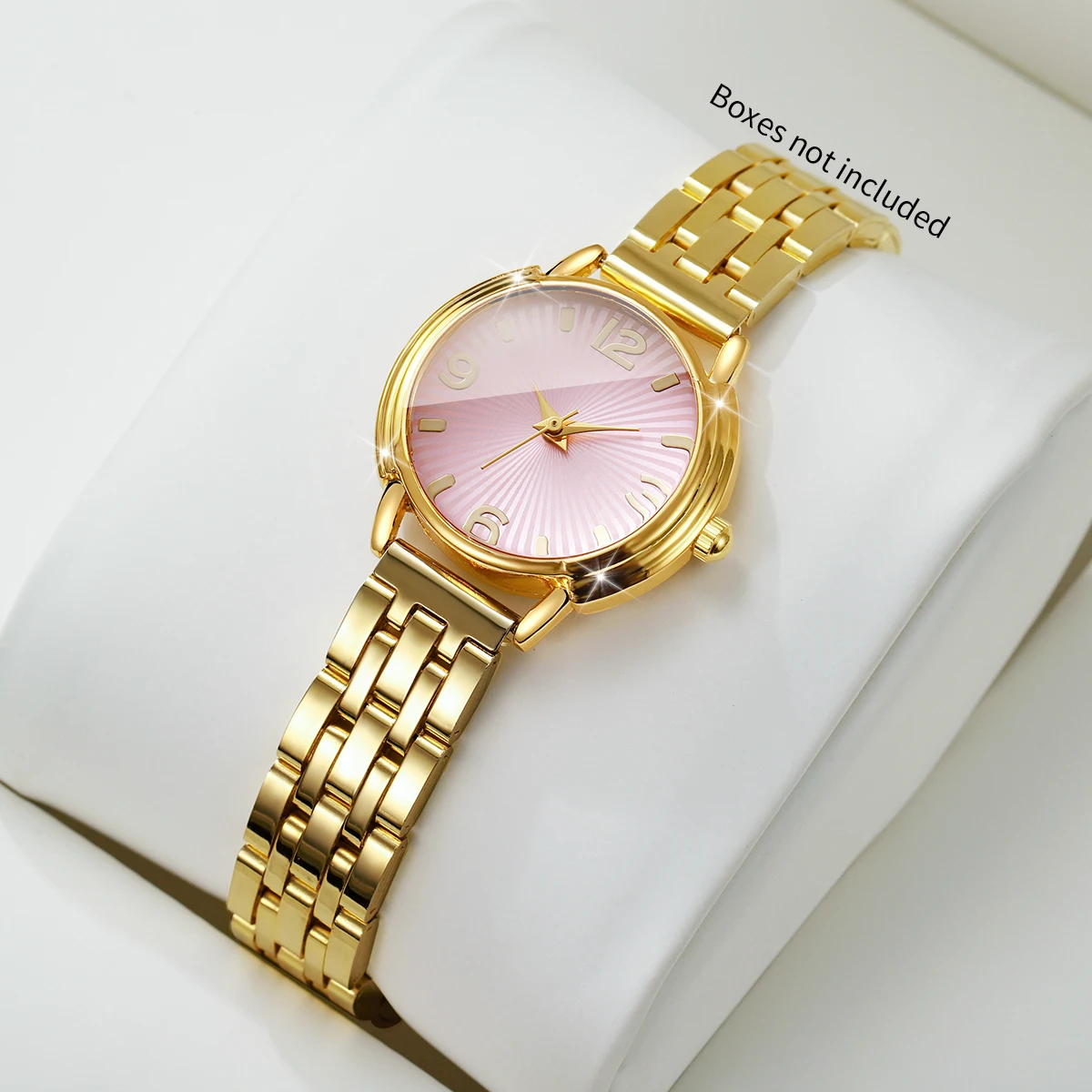 Fashion Pink Arabic Dial Women Watches Stainless Steel Strap Ladies Dress Quartz Wristwatches Relogio Feminino（Without Box）