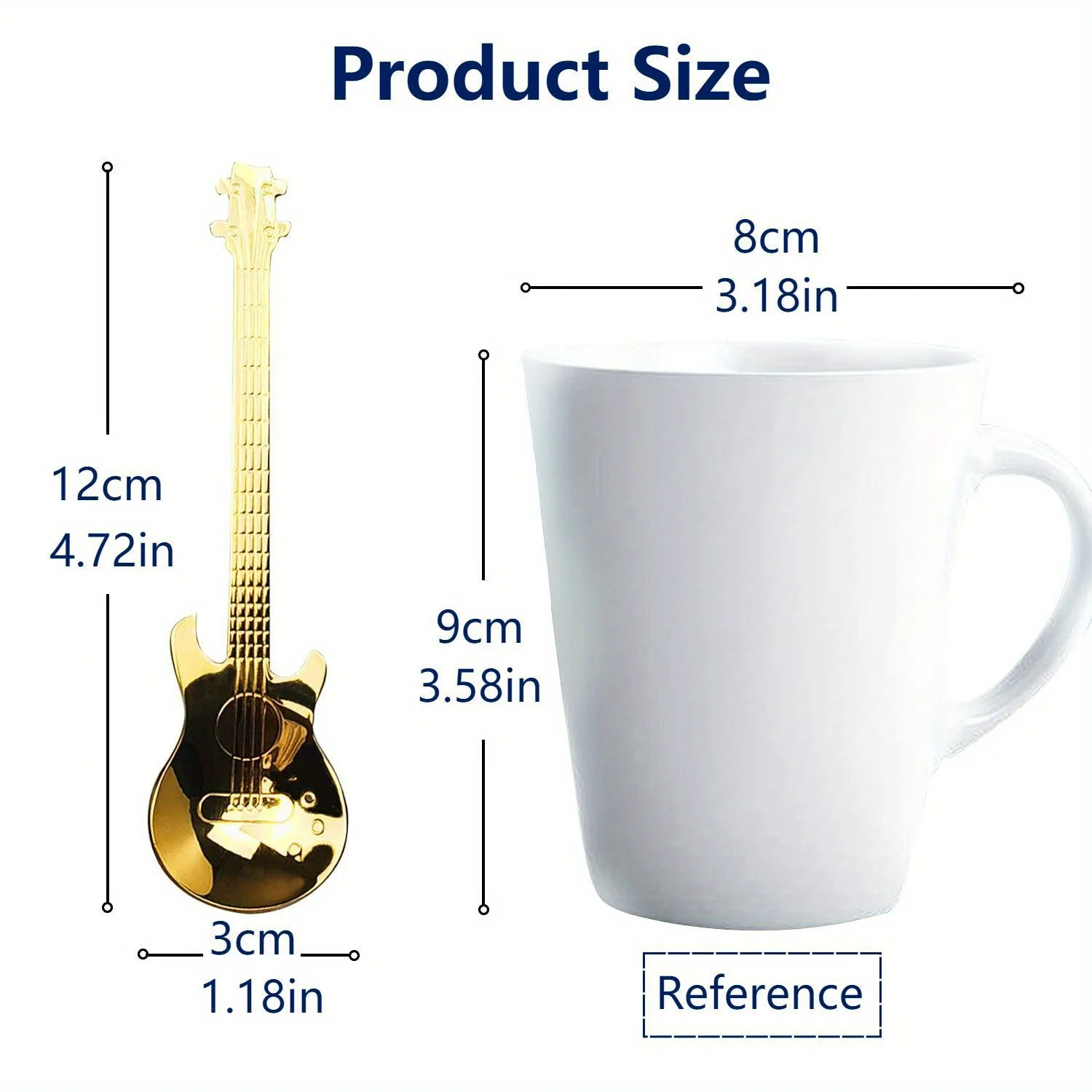 6-Piece Guitar Shaped Spoon Random Color, 304 Stainless Steel Creative Color Tableware Set, Suitable for Coffee, Milk, Ice Cream