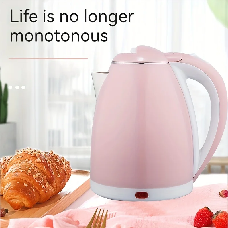 AU Plug Electric Kettle,Cordless Pot, Portable Electric Kettle,Double Layer Anti Scalding Hot Pot,Strong Fast Boiling Pot,Pink