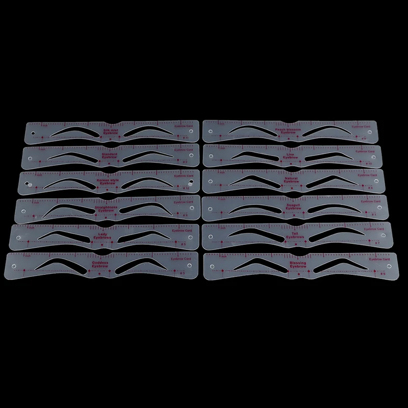 12 Styles 100% Brand new and high quality Makeup Tools Thrush Card Grooming Eyebrow Shaper Kit Eyebrow Stencil