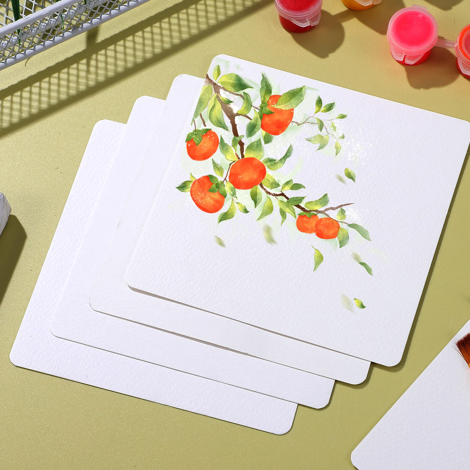 

50Pcs Blank Watercolor Cards Square White Cardstock Mini Paint Pad for Kids Classroom DIY Projects Drawing Paper