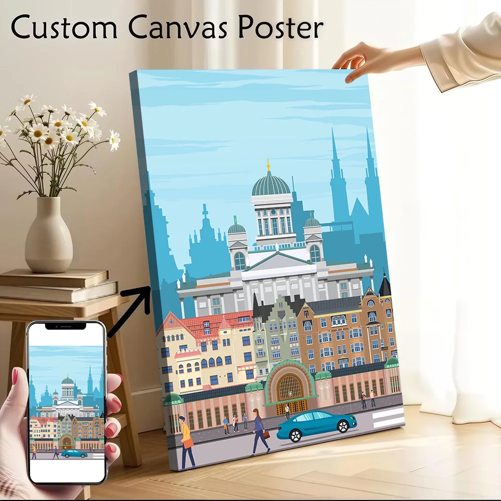 Helsinki Travel Print Canvas Wall Art Poster Custom Photo Print Modern Painting for Fans Gamer Decoration Bedroom Decor Room