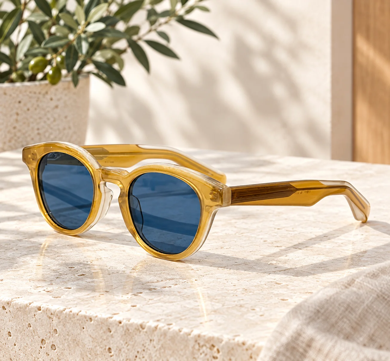 CLEMENS New Board Premium Round Frame Acetate Sunglasses Anti UV Retro Sunglasses