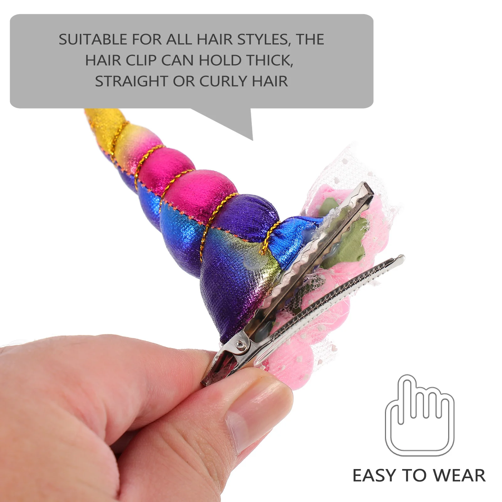 

2Pcs Unicorn Horn Hair Clips Adorable Cartoon Hairpins for Birthday Party Cosplay Hair Accessories Hairpin