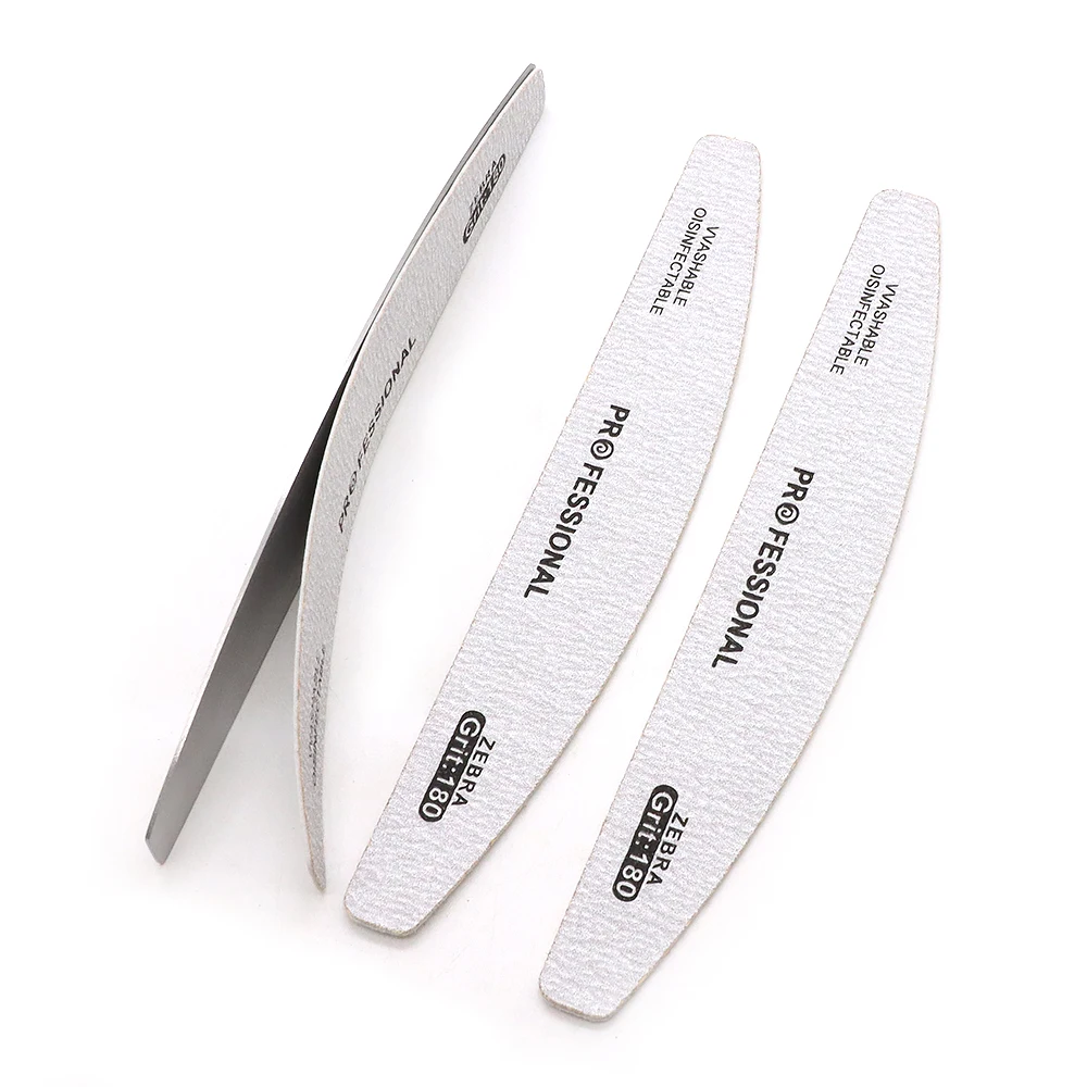 200개 세트 세척 가능한 네일 아트 파일 100/180 그릿 전문가용 매니큐어 파일 버퍼 재사용 가능한 네일 파일 교체 가능한 사포 네일 파일