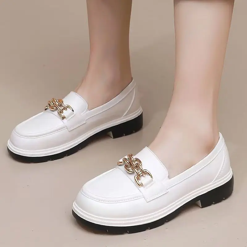 

Women's New Shallow Block Heel Rain Shoes Thick Sole Non Slip Round Toe Slip On Waterproof Lightweight Loafer Shoes Work Shoes