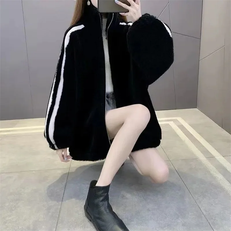 New 2022 Sheep Sheardown Lamb Wool Coat Women's Cotton Thick Imitation Fur Coat Imitation Rabbit Hair Young Standing Collar X512