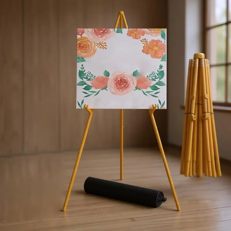 Foldable Adjustable Metal Tripod Easel Stand, Portable Display Holder for Artwork, Posters, Photos and Canvas Painting