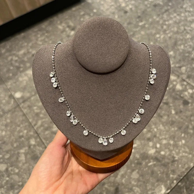 שרשרת כסף s925 שרשרת יהלום מלא כוכב שבור דמעה שרשרת קולר צווארון שרשרת שרשרת קולר תכשיטים