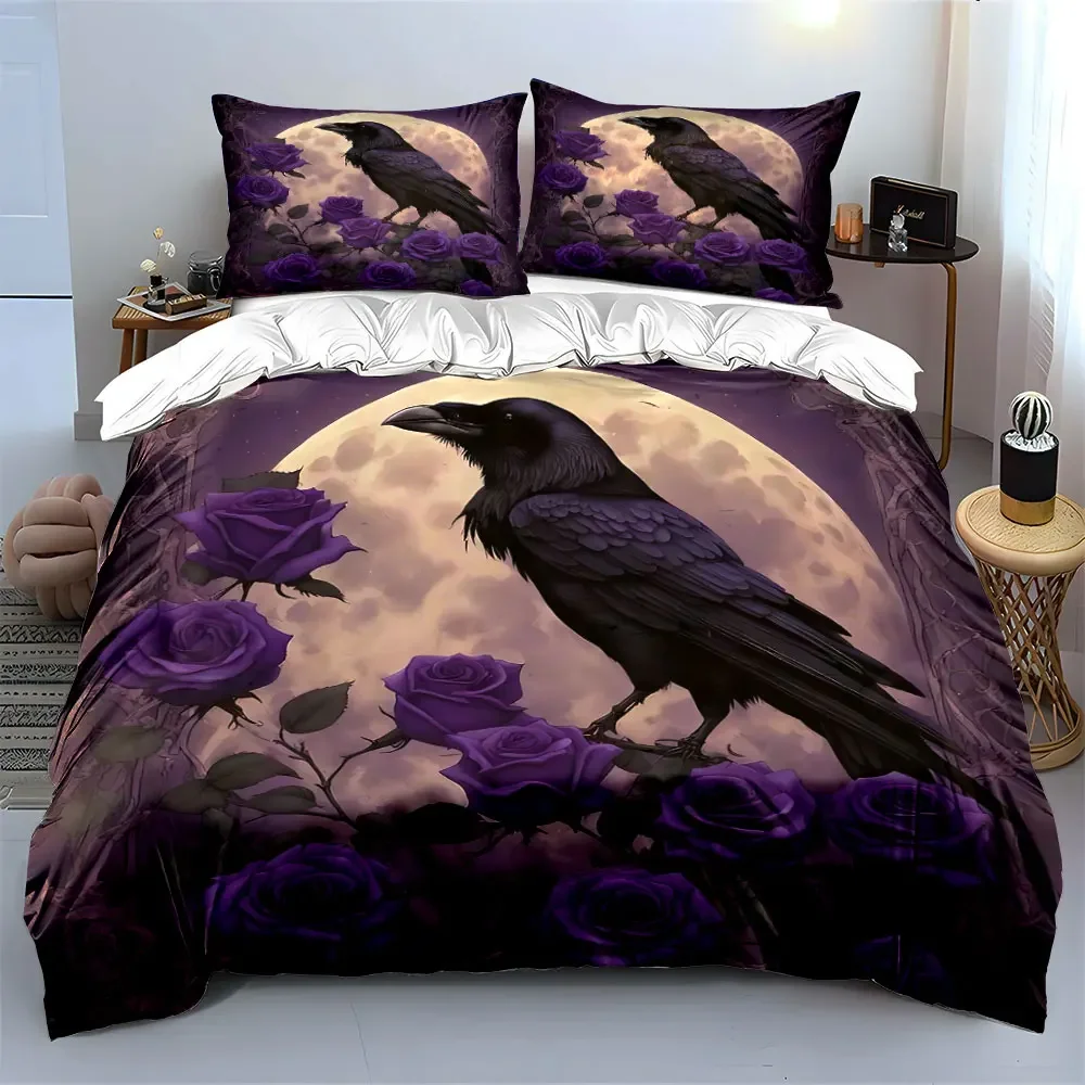 

"Moonlit Raven Purple Decor Set" Soft Comfortable Duvet Cover Bedding Set Included 1*Duvet Cover & 2*Pillowcases, gift