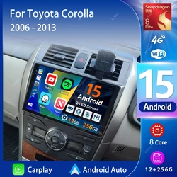 Android 16 Car radio Navigation Multimedia Player For Toyota Corolla 2006 2007 2008 2009 2010 2011 2012 2013 Carplay Auto Stereo