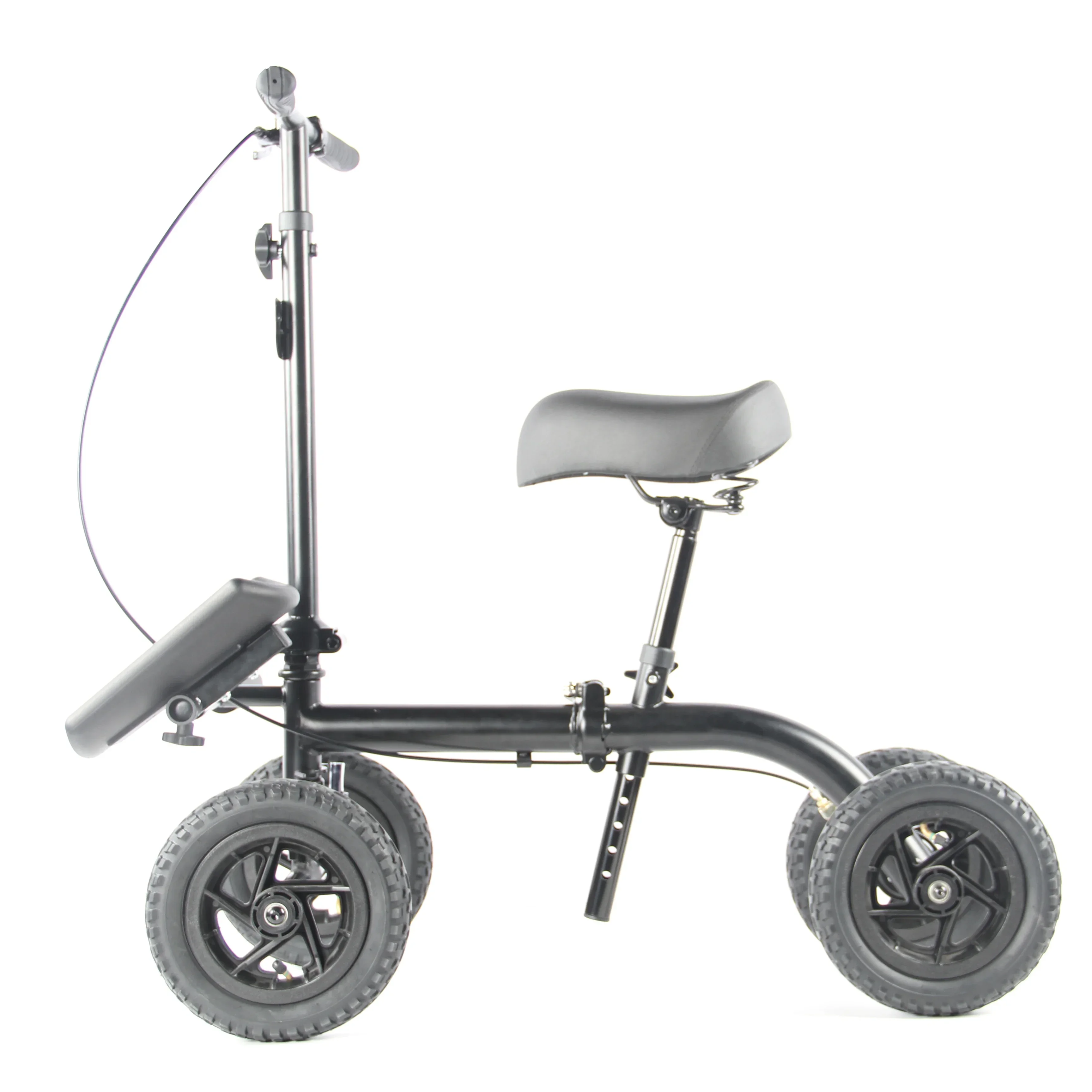 rollator walker scooter 4 wheels steel frame seated knee steerable