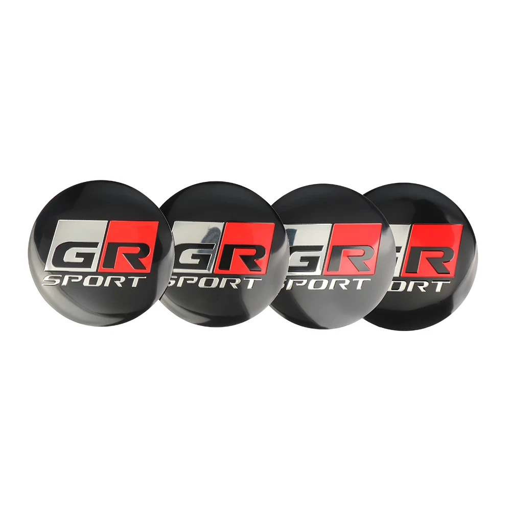 4PCS 56MM GR Badge Car Wheel Center Hub Caps Emblem Stickers For Camry Supra CHR Yaris Vios Innova Fortuner Corolla