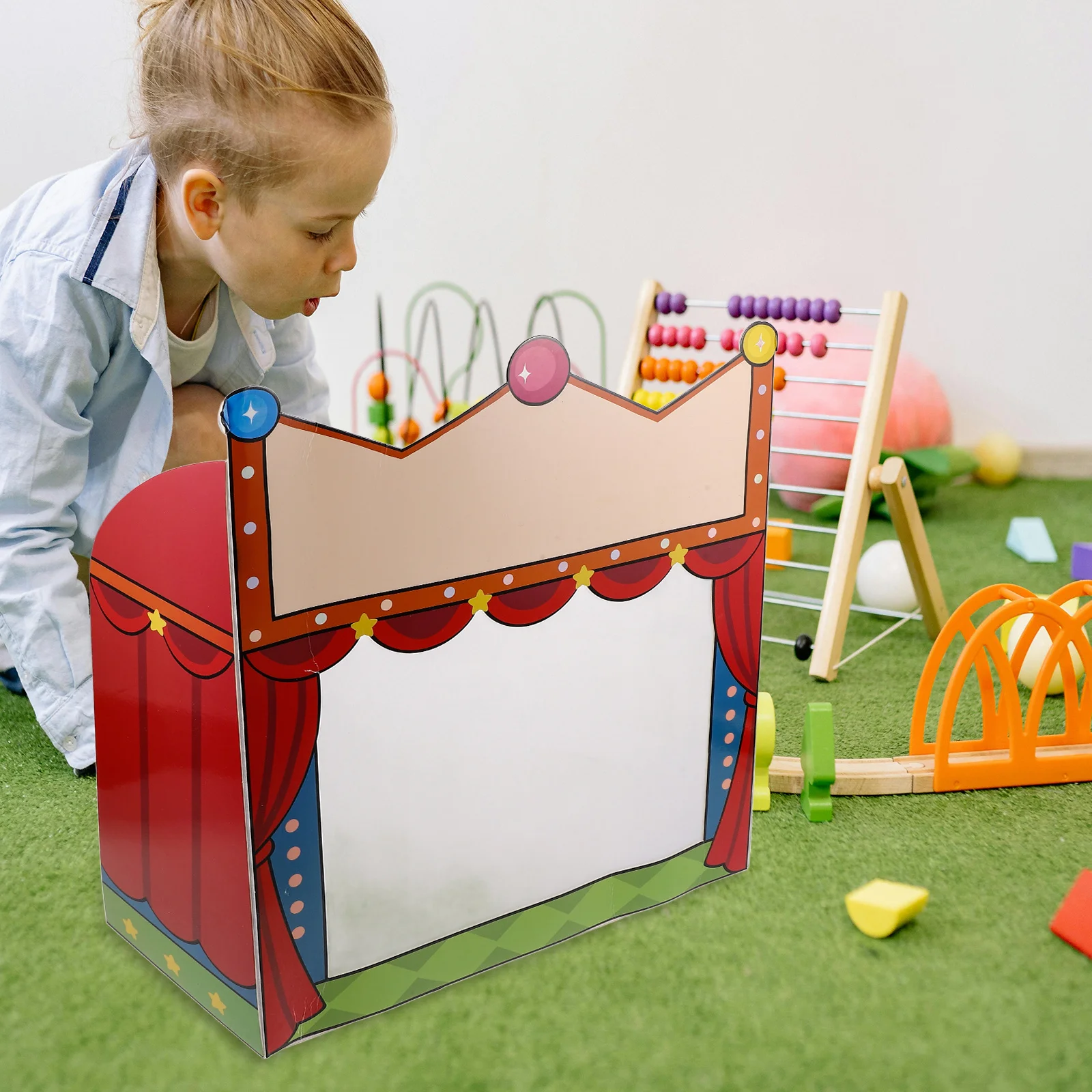 1 set 1 set Kids Theater Shadow Puppet Craft Portable Stage voor Diy Science Project Handgemaakte activiteit Marionet Show Storytelling