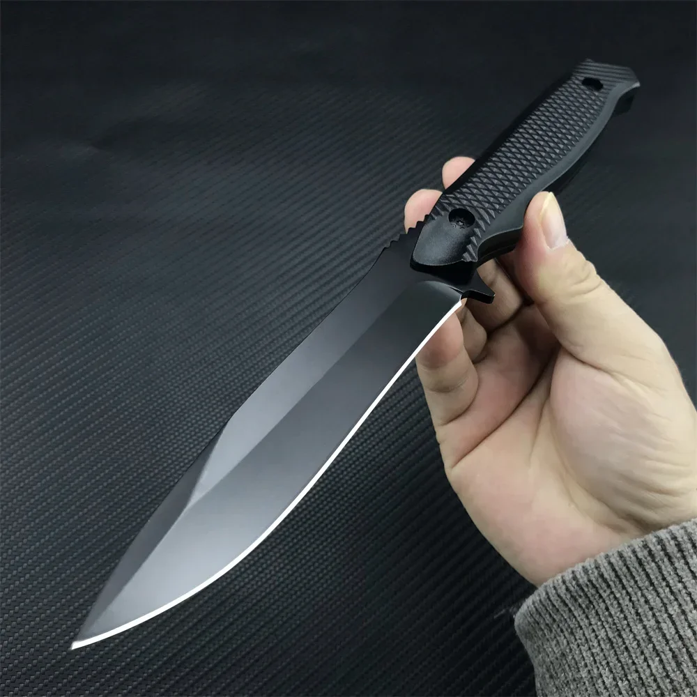 Cuchillo táctico de hoja fija 5Cr13Mov, mango de plástico EDC para exteriores, senderismo, Camping, caza, herramienta de supervivencia de corte con funda