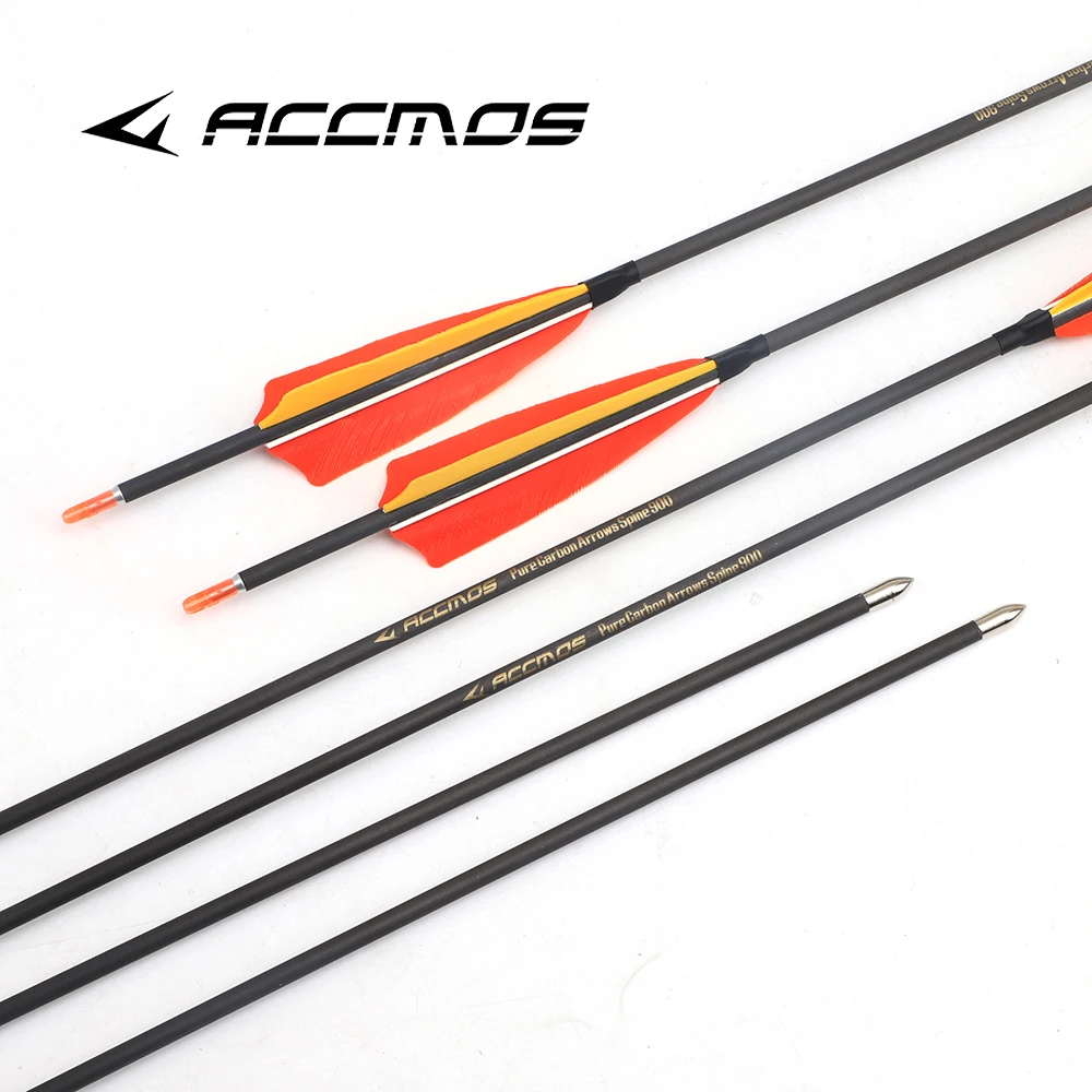 12pcs Pure Carbon Arrow ID 4.2mm 31in Spine 250 300 400 500 600 700 800 900 1000 1100 1300 1500 1800 with 4