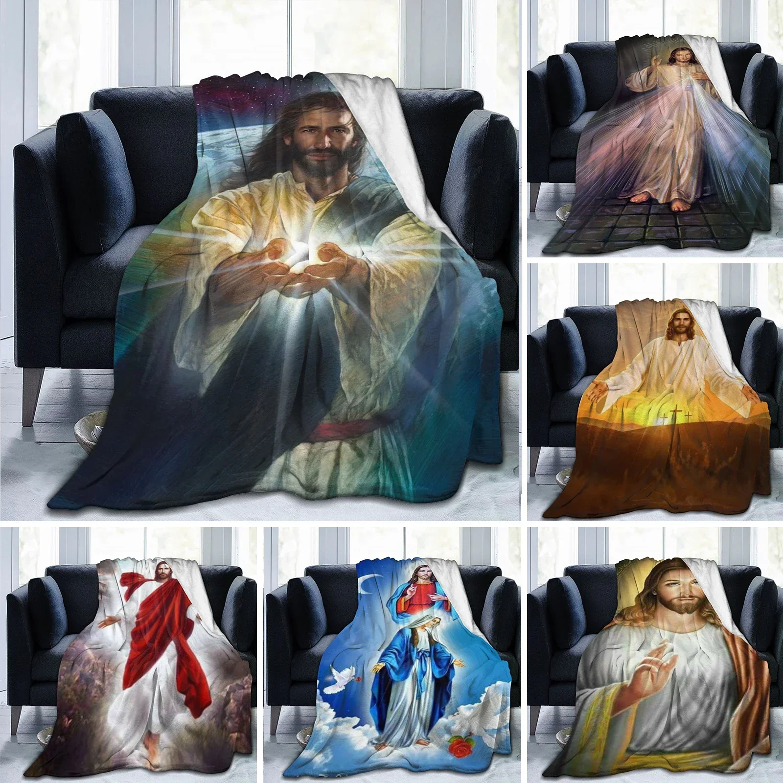Jesus Divine Mercy Soft Plush Blanket, Flannel Blanket Throw Blanket for Living Room Bedroom Sofa Cover