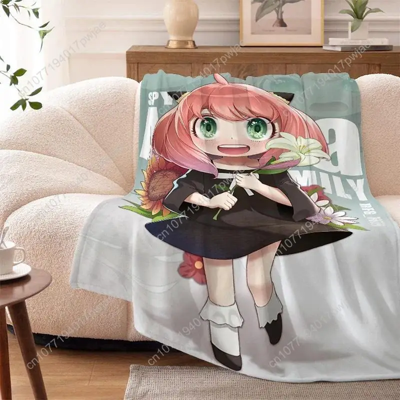 Anime Fleece Blanket Sofa S-Spy×Family Winter Warm Knee Bed Camping Nap Fluffy Soft Blanket King Size Custom Blankets