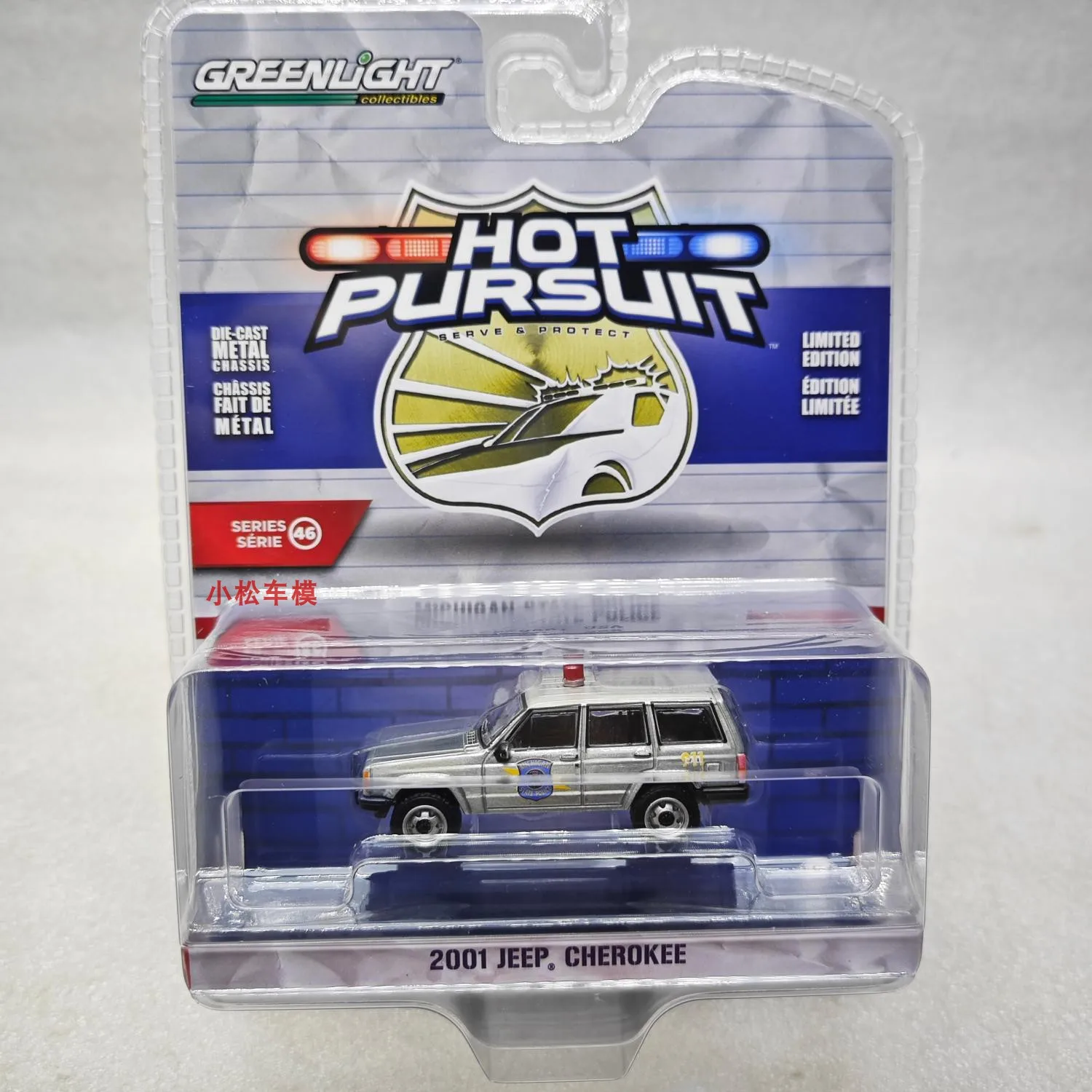 

Green Light 1:64 Hot Chase Brown Series 46-2001 Cherokee Michigan Police Car Varnish Alloy Car Models Collectibles Hobbies