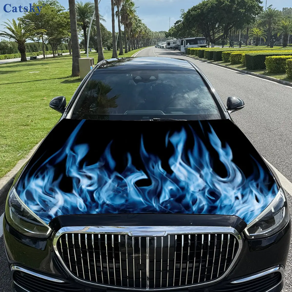 

A blue flame that burns with flames Themed Car Hood Decoration, Livery Stickers - SUV, Truck & Car, Car Accessories, Inspired De