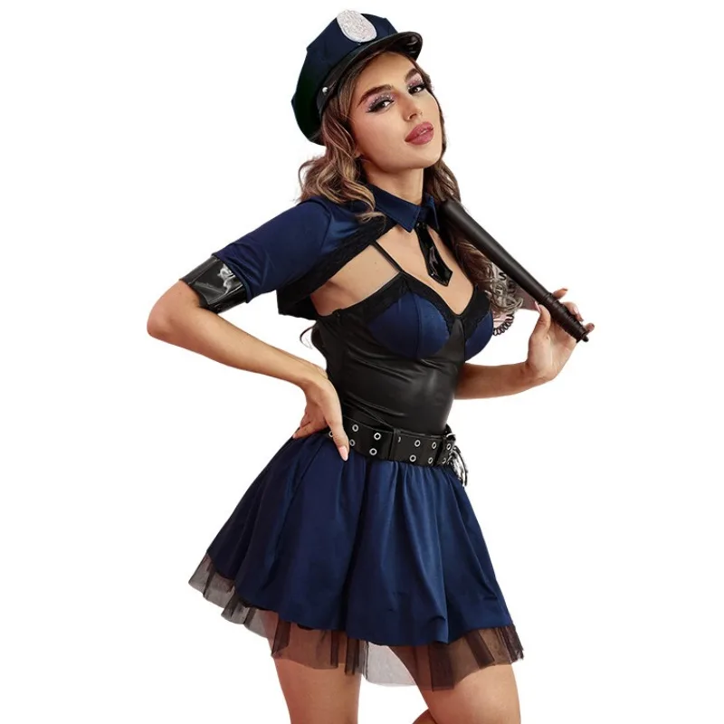 

Woman Sexy Policewoman Costume Nightclub Party Role Play Police Uniform Cosplay Party Stage Performance Cos Drillmaster Costume