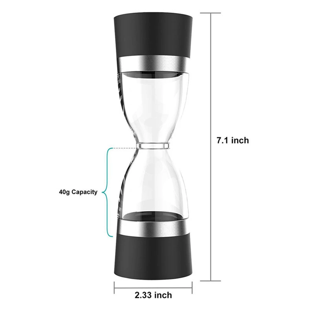 2 in 1 Manual Pepper Grinder Peppercorn Salt Mill with Adjustable Coarseness Sea Hourglass Dual-Head Dual-Use Grinder