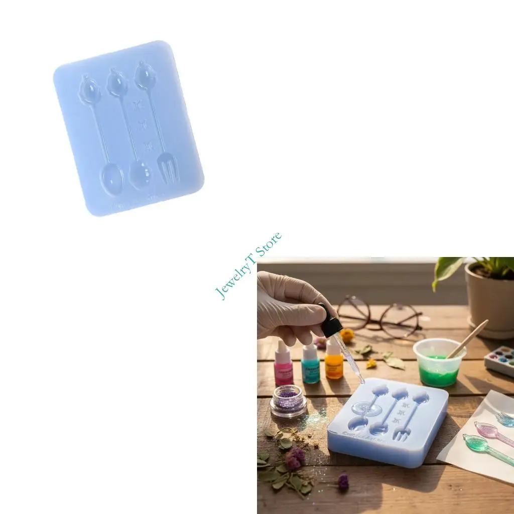 

LX9D Silicone Spoon Fork Mold For Baking Crafts DIY Resin Soap