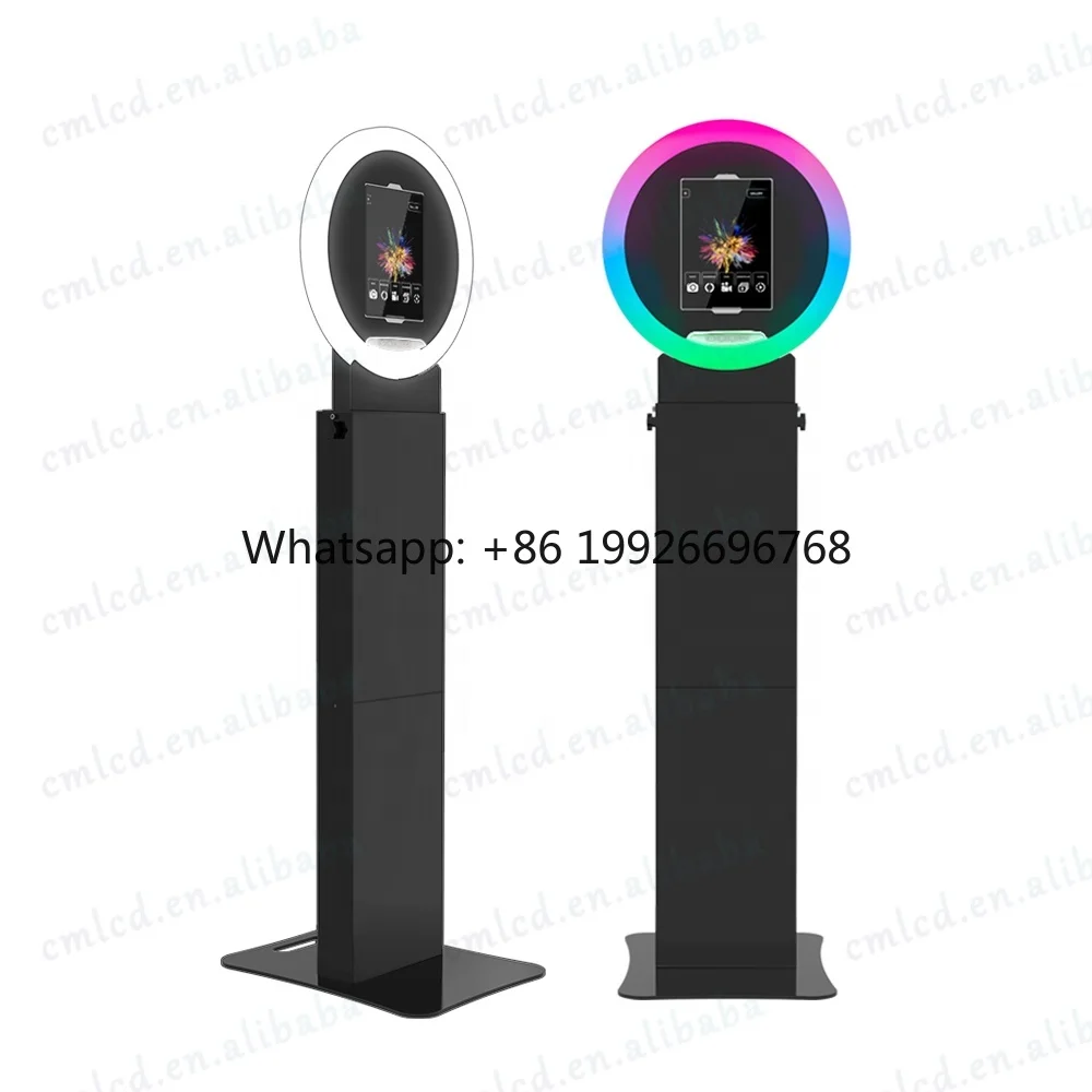 

LED Ring Light Social Media Booth Portable Floor Stand Photo Booth Kiosk for 10.9-12.9" iPad Pro Selfie Photo Booth