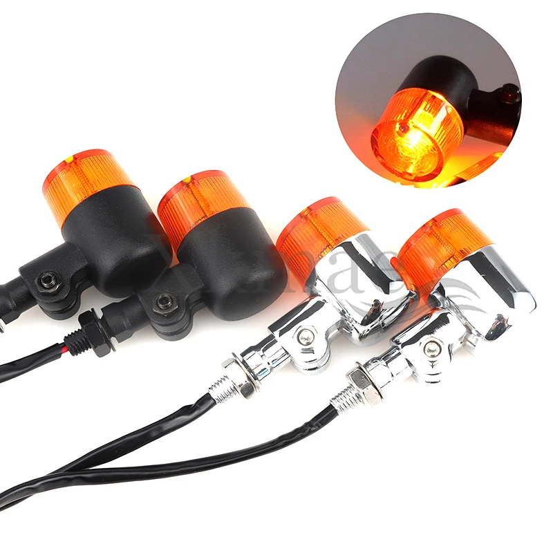 

1pair 12V universal black chrome/silver turn signal lamp for motorcycle off-road vehicle modified parts zinc metal signal lamp
