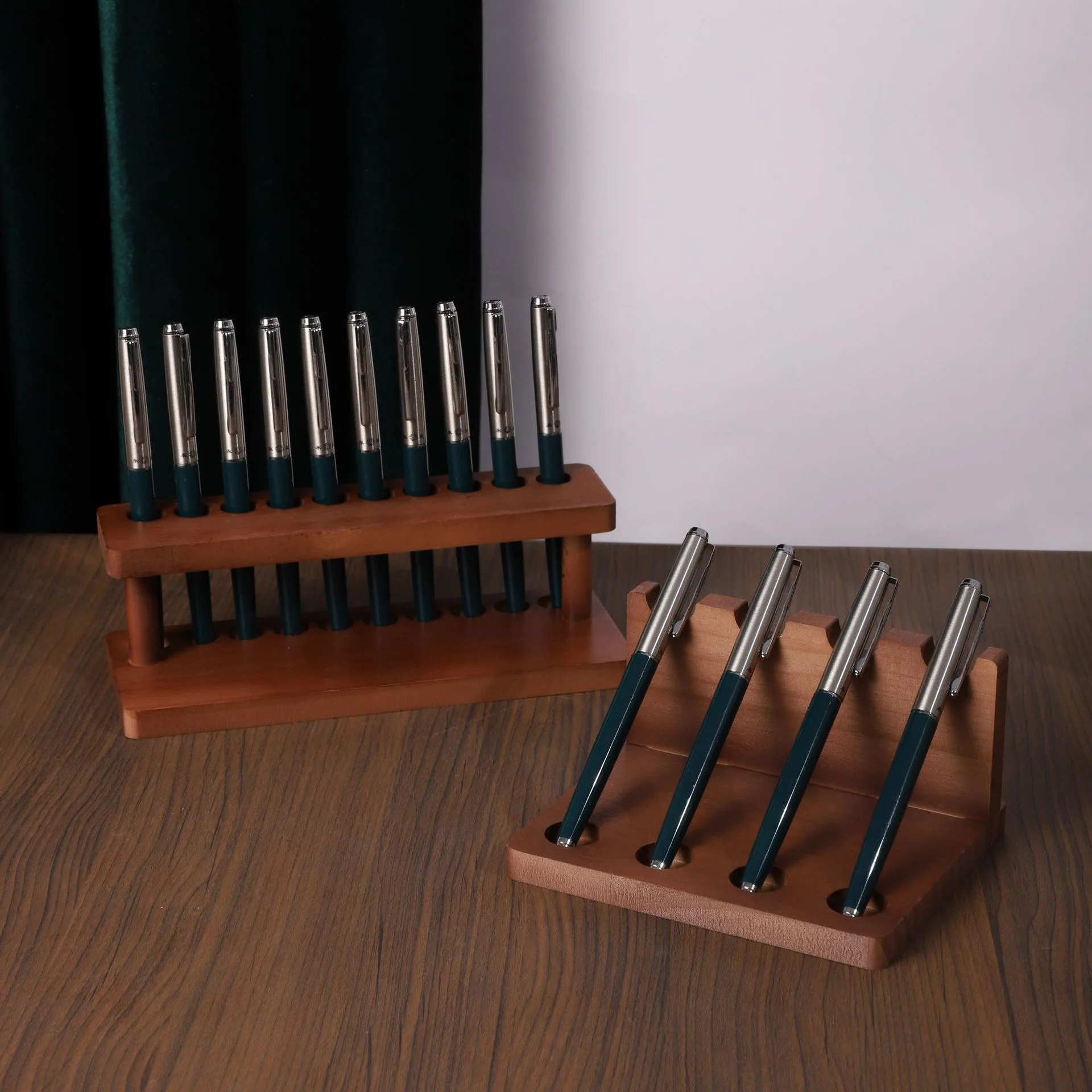 1PC Walnut Wood Multifunction Desk Organizer - Pen Holder, Phone Stand & Storage Solution for Office and School